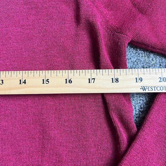 EILEEN FISHER Maroon Vneck Wool Womens Sweater Sz M - Picture 5 of 7